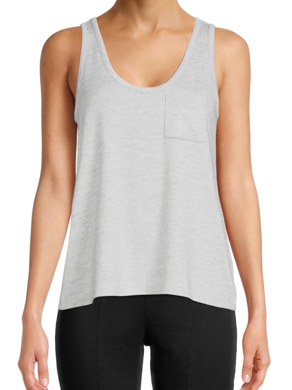 Time and Tru Light Gray Scoop Neck Tank with Chest Pocket